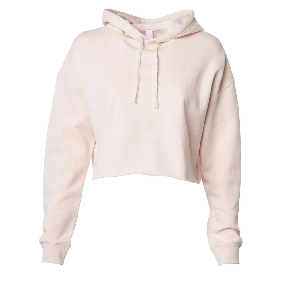 Cream Raw Hem Cropped Hoodie